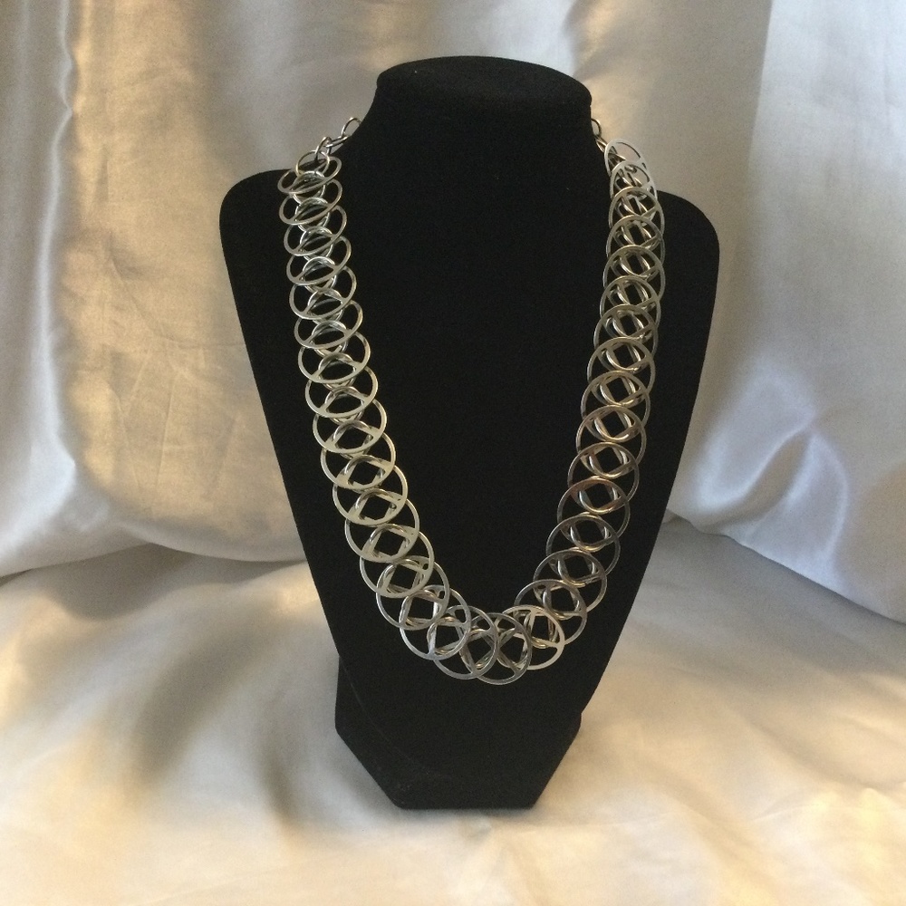 Spiral Necklace (silver tone) 15 1/2” long